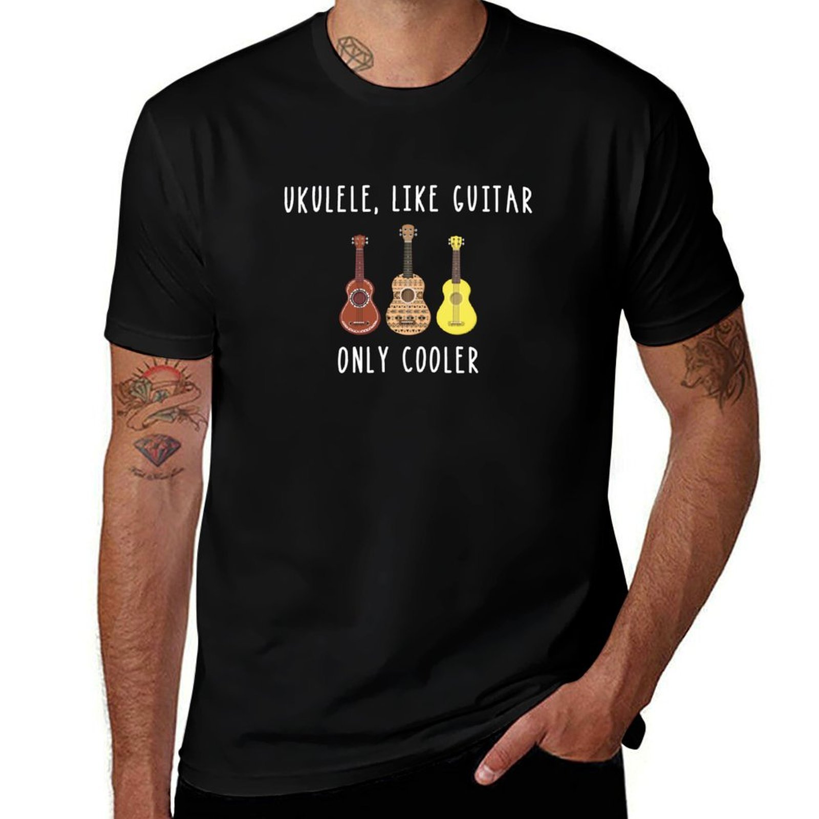 Musical Instrument Like Guitar - T-Shirt per Uomo con Motivo Ukulele