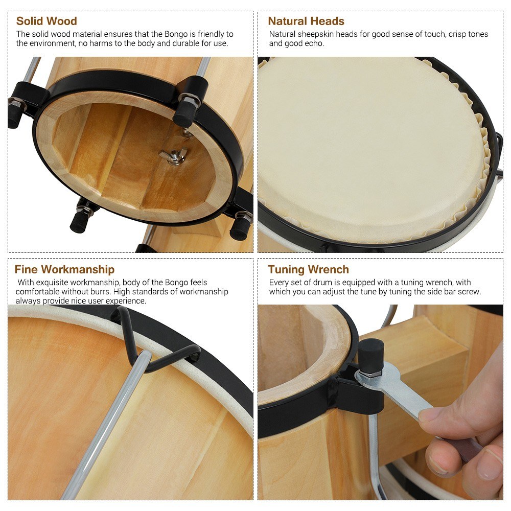 Set di Tamburi Bongo in Legno  - Bongo Drum Set recensione e prezzo